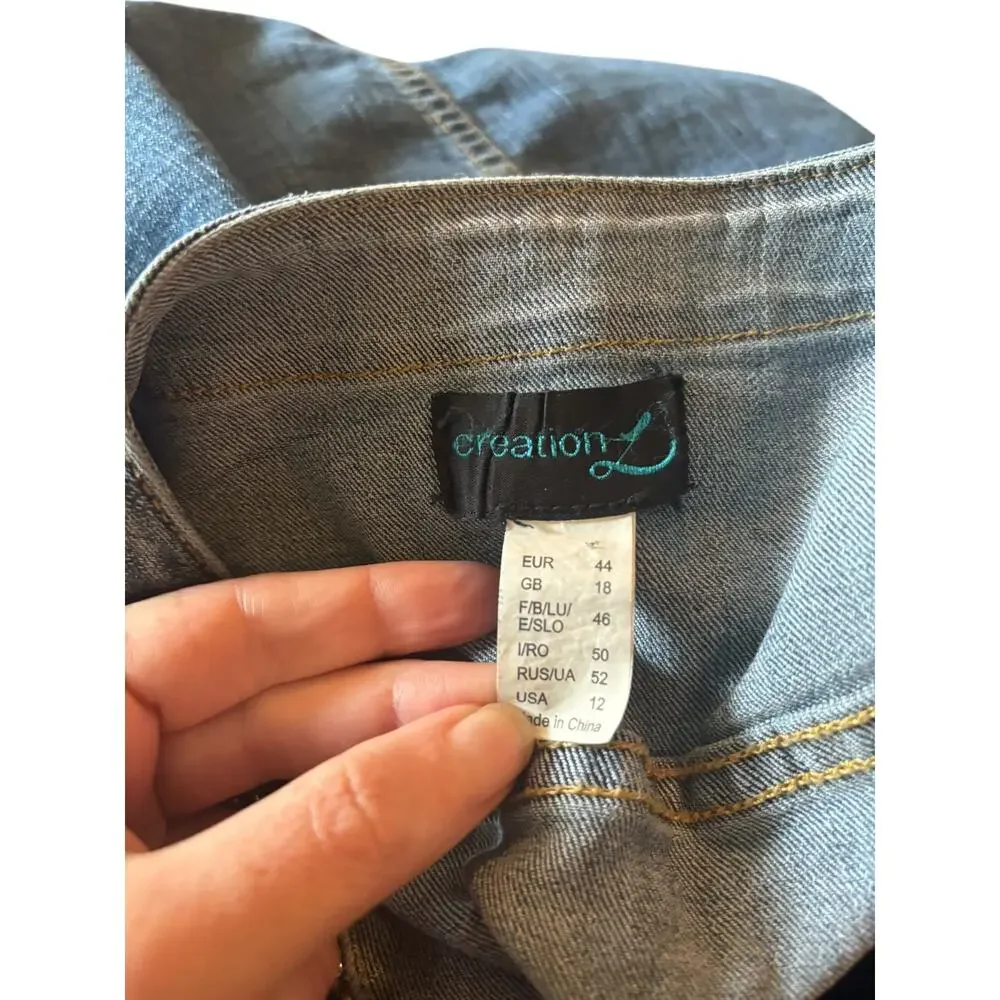 Creation L Denim Jacket with Rhinestones Size 12